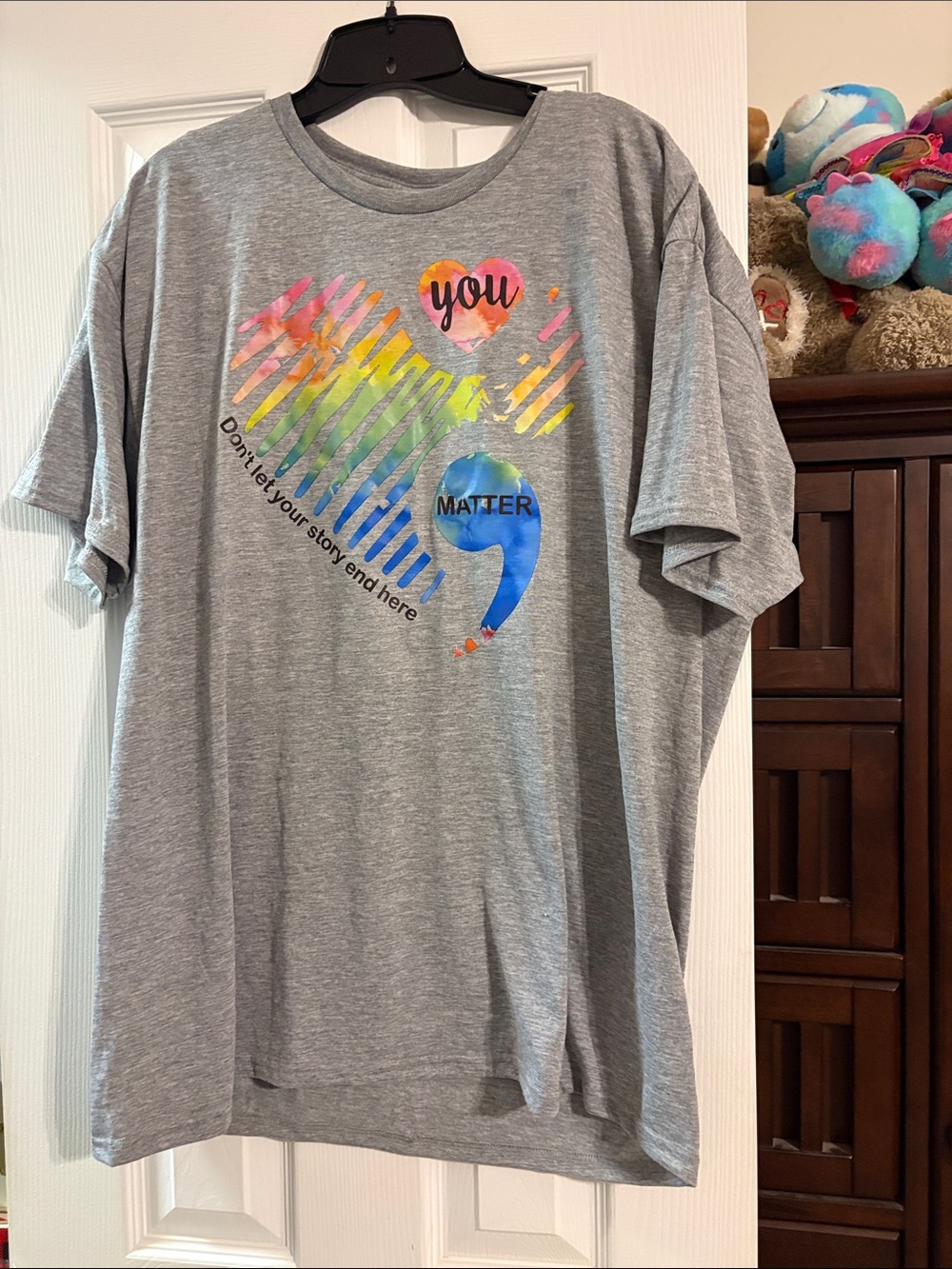 Jerzees Gray short sleeve tee - You Matter; Don’t let your story end here saying